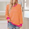 Женский повседневный топ с длинными рукавами, полосатая цветная толстовка с длинными рукавами