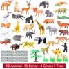54 Pcs Mini Jungle Animal Toys Set  Realistic Wild Plastic Animals Learning Toys Elephant Gazelle Giraffe Gnu Gorilla Lion Tiger