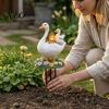 Animal Silhouette Sign Decorative Acrylic Duck Ground Stake for Outdoor Garden Decor, Weather Resistant 2D Flat Parent Lawn And Child Yard with Metal