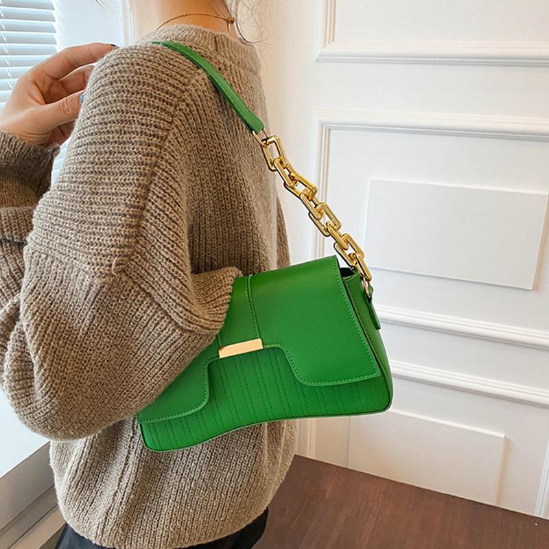 Роскошная сумка для подмышек с цепочкой и клапаном для женщин, винтажная сумка из искусственной кожи для женщин, сумка для покупок на плечо подмышками