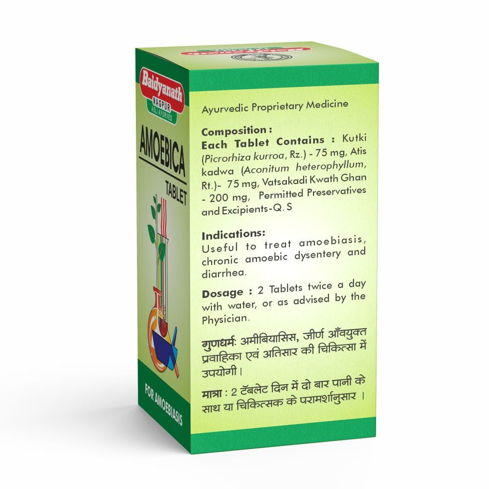 Baidyanath Асли Аюрведа Амебика I Аюрведическая поддержка пищеварения 100 таблеток X Упаковка из 2 штук для здоровья кишечника