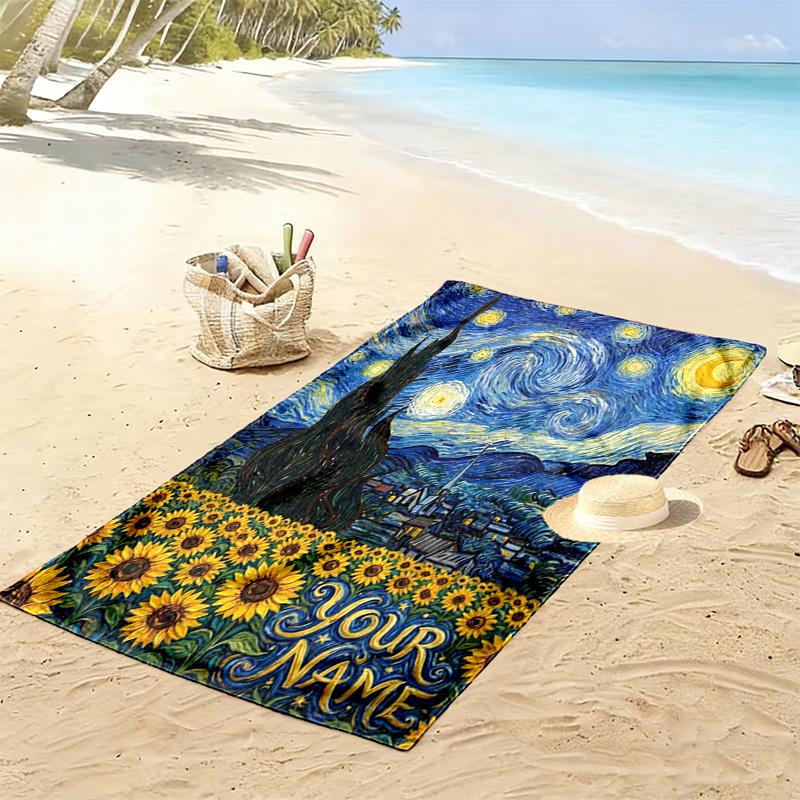 Name Custom Painting Art Print Beach Towel, Large Soft Quick Dry Towel for Beach Camping Swimming