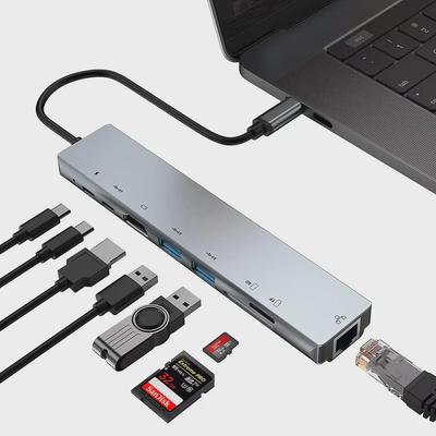 Многофункциональная док-станция USB-C 8-в-1: HDMI, сетевая карта и многое другое для ноутбуков