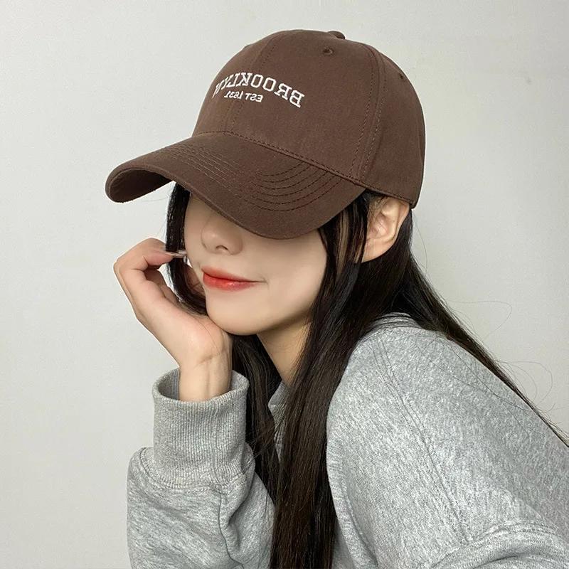 Soft Cotton Letters Baseball Cap for Women Men Retro Embroidery Curved Brim Hat Unisex Ponytail Hip Hop Dad Trucker Sun Hats