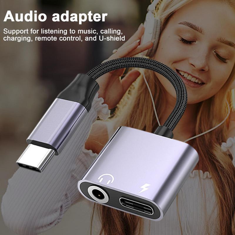 2 In 1 Type C Headphone Audio Splitter Adapters For 8 9 For Samsungs USB C To 3.5mm Jack Earphone Charging Converters