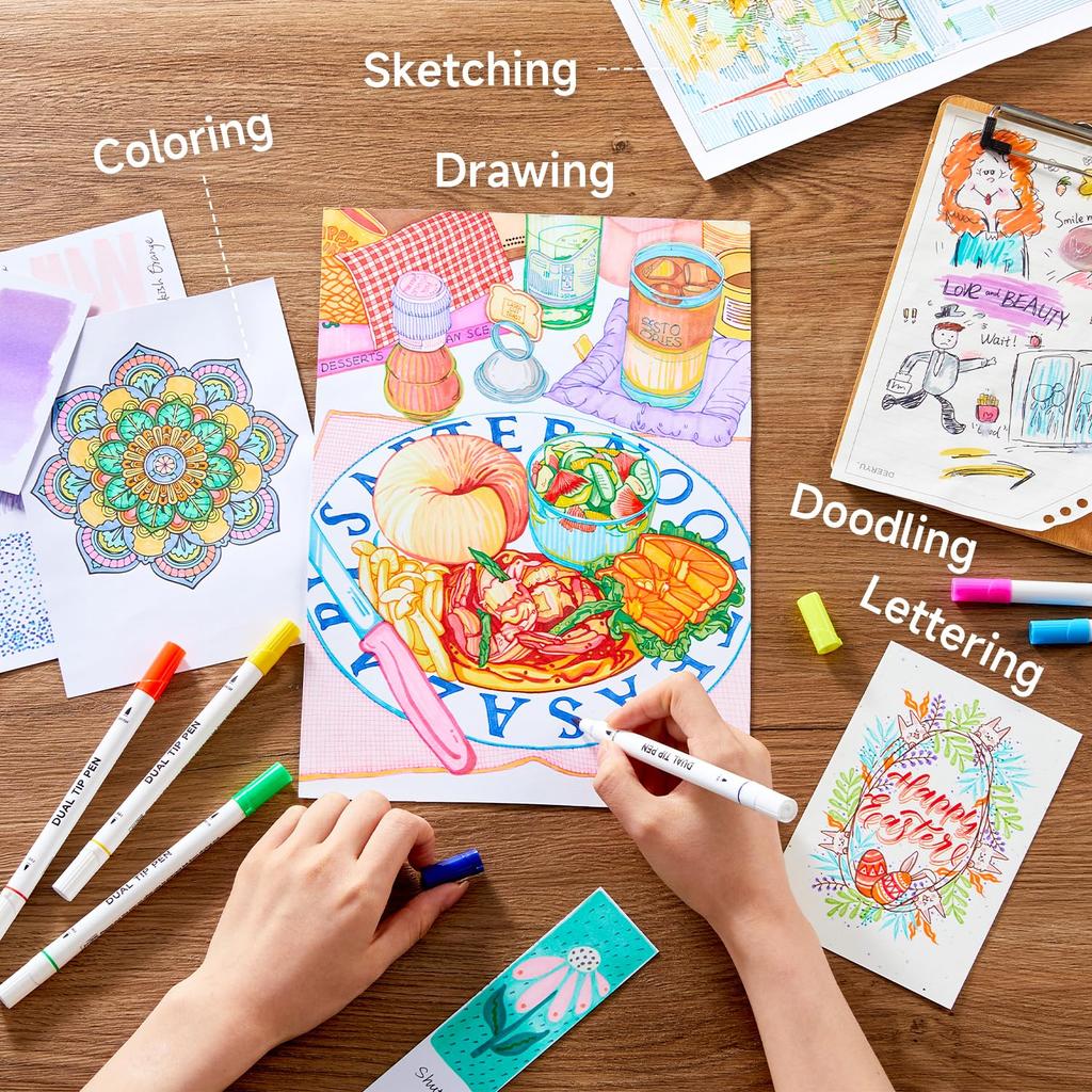 Ручка-кисть Shuttle Art Brush, набор из 70 акварельных кистей с 1 маркером для раскраски, акварельная ручка, двойная маркерная ручка-кисть с тонким кончиком, водонепроницаемая