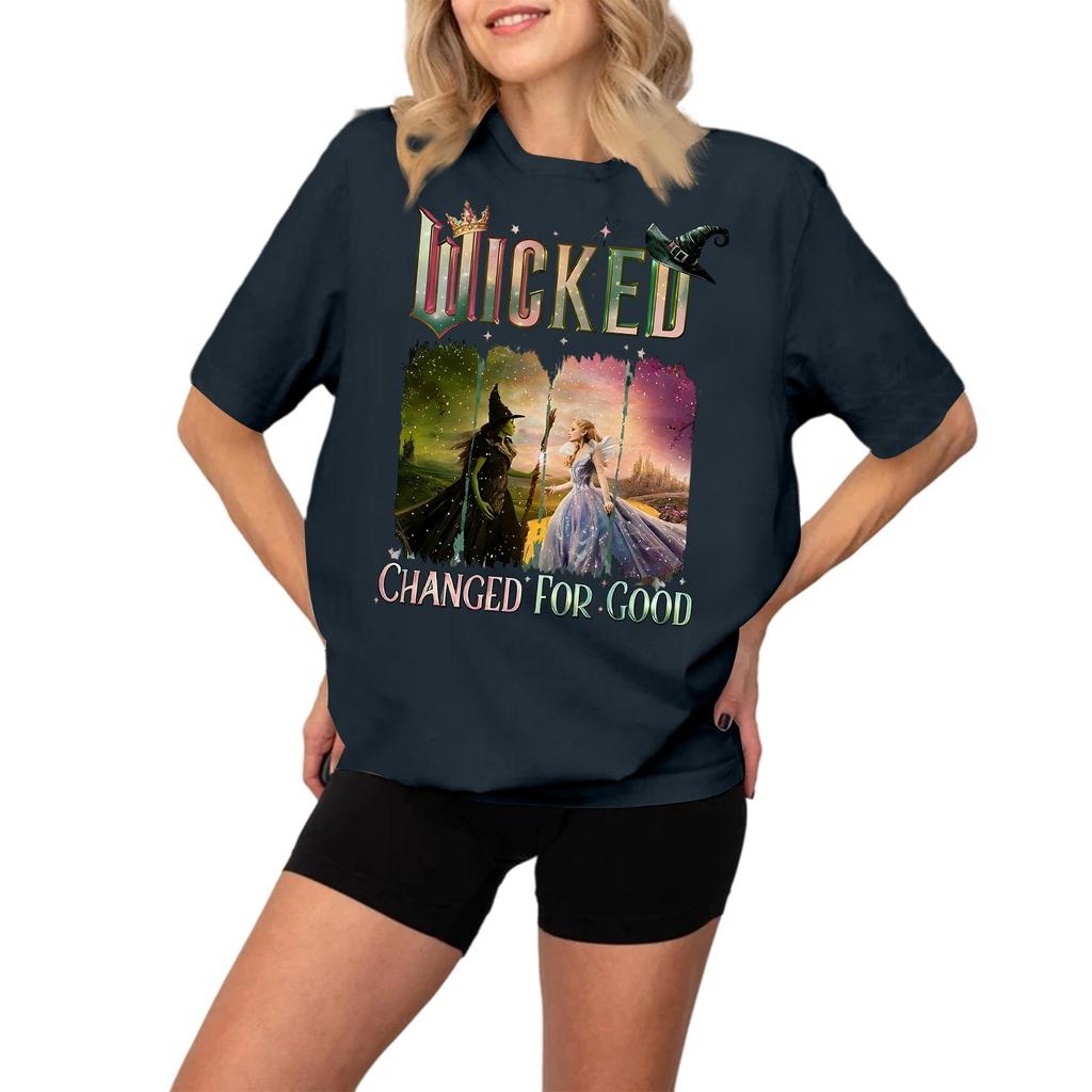 Женская модная и повседневная футболка с длинным рукавом и принтом, с коротким рукавом