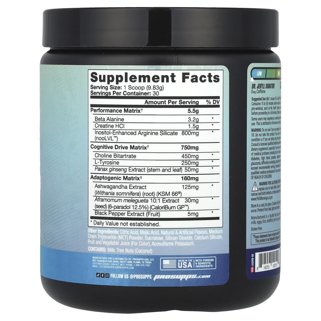 ProSupps Perlmutter's Defensible Signature, Stimulant-Free Pre-Workout Supplement, Blueberry Lemonade Flavor, 10.4 Oz (294.9 G)