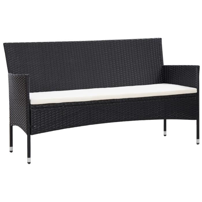 VidaXL Salon de jardin 5 pcs avec coussins Résine tressée Noir