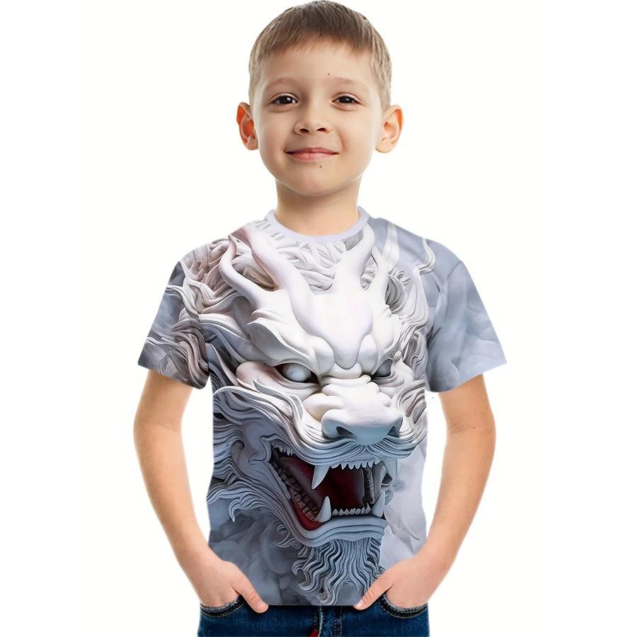 Summer New High-end Chinese Fashion Dragon 3D Printed T Shirt Cool Boys Short-sleeved Casual Tshirt Men's Outdoor Street Wear