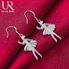 Серьги-подвески для пирсинга с танцующей девушкой из стерлингового серебра 925 пробы, модные свадебные украшения