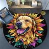 Golden Retriever Sunflower Round Area Rug,Carpet Rug for Living Room Bedroom Sofa Playroom Decor,Non-slip Floor Mat