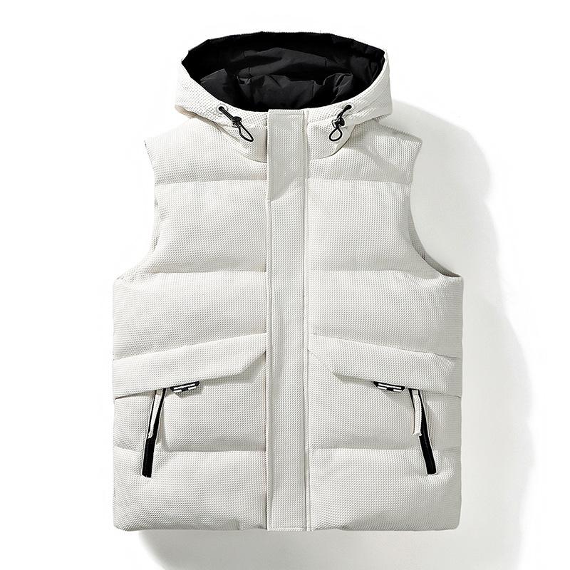 Осенне-зимний жилет с капюшоном, мужской жаккардовый свободный хлопковый теплый жилет с подкладкой, жилет для пары