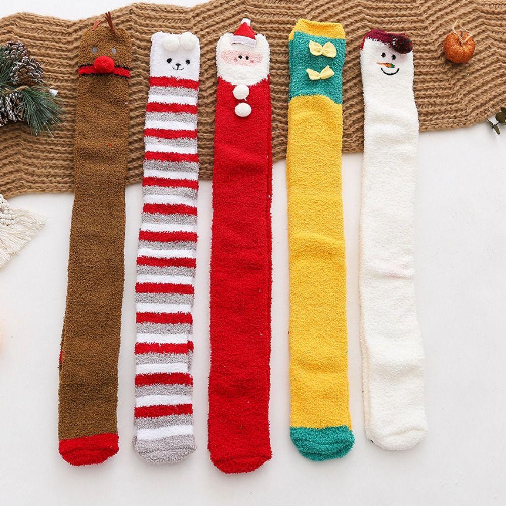 Santa Claus Christmas Stockings Elk Long Tube Socks Fashion Design Cartoon Hosiery  Women