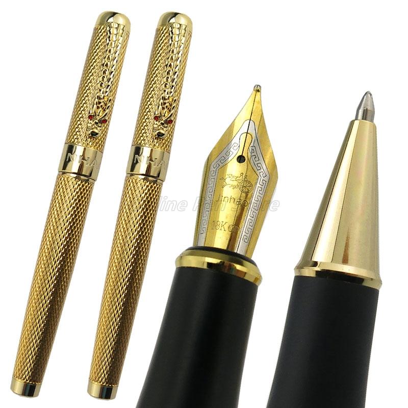 Набор Jinhao 1200 Металлический Золотая Сетка Корпус Клипса в виде Дракона Широкое Перо 0.7 мм Ручка-Роллер Шариковая Ручка Офис Школа Письмо Подарочная Ручка