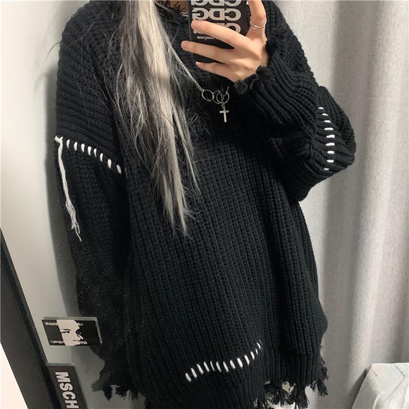 Autumn Winter Coat Mid-length Fashion All-match Sweater Loose Long-sleeved Knitted Outer Sweater Women