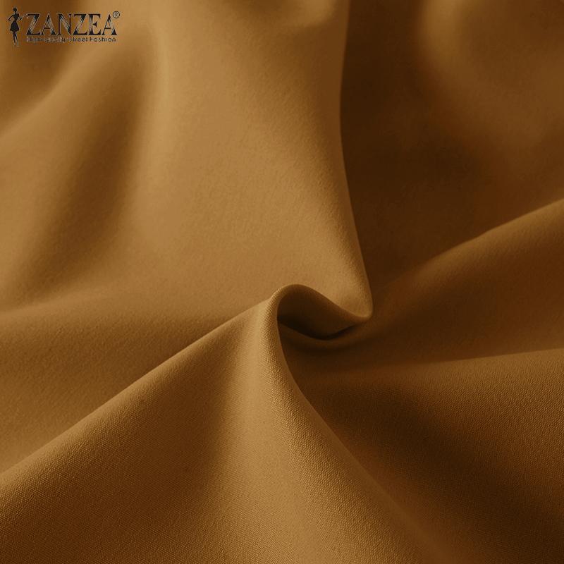 ZANZEA Women Casual O-neck Solid Color 3/4 Sleeve Loose Blouse