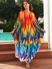 Плюс размер кафтан красный богемный принт летнее длинное пляжное платье женская домашняя одежда наряд купальный костюм накидка свободный кафтан
