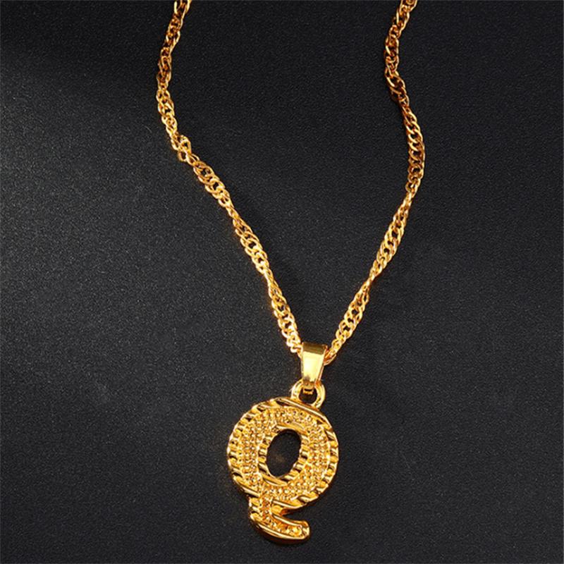 26 Букв Позолоченная Подвеска Ожерелье Аксессуары Ожерелье с Инициалом для Женщин Изящная Золотая Подвеска с Буквами от A до Z