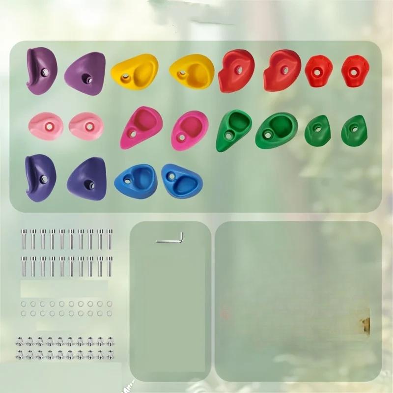 20 Набор для скалодрома с разноцветными ручками и упорами для ног Прочный ПЭ-материал Прочный Включает крепеж для установки в помещении