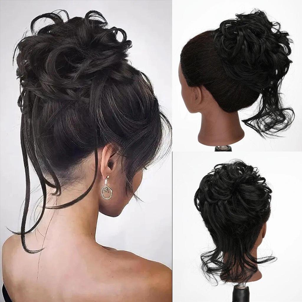 ALAN EATON Зажим для когтей, грязная булочка для женщин, синтетический волнистый вьющийся хвостик, шиньон для повседневной носки, многоцветный вариант, 10 дюймов