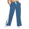 Side-seam White Stripe Oversized Straight-leg Casual Pants Loose Athletic-style Elastic Waistband with Drawstring Casual Pants