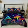 3pcs Colored Mushrooms 3D Printed Bedding Set Cozy Comfortable Duvet Cover King Queen Twin Size Birthday Gift Bedroom Decoration