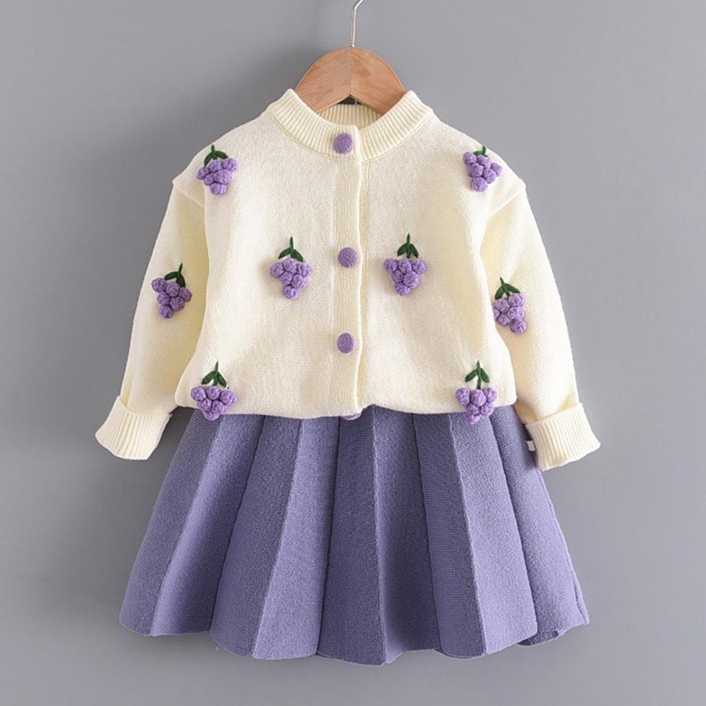 Baby Girl Birthday Outfite Sweater+skirt Outfit Go Out Spring And Autumn