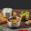 Миска из нержавеющей стали 304 с крышкой, корейские двухслойные, антипригарные миски для рисового супа, контейнер для еды, кухонная посуда, столовые приборы