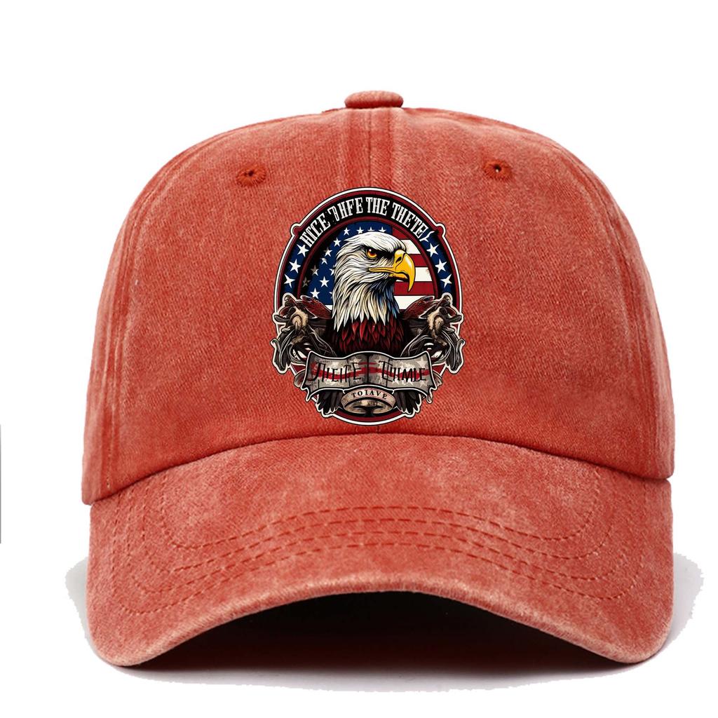 Adjustable Retro with American Flag  Eagle Print  Breathable Washable Hat Suitable for Casual Casual Attire Hand Washable
