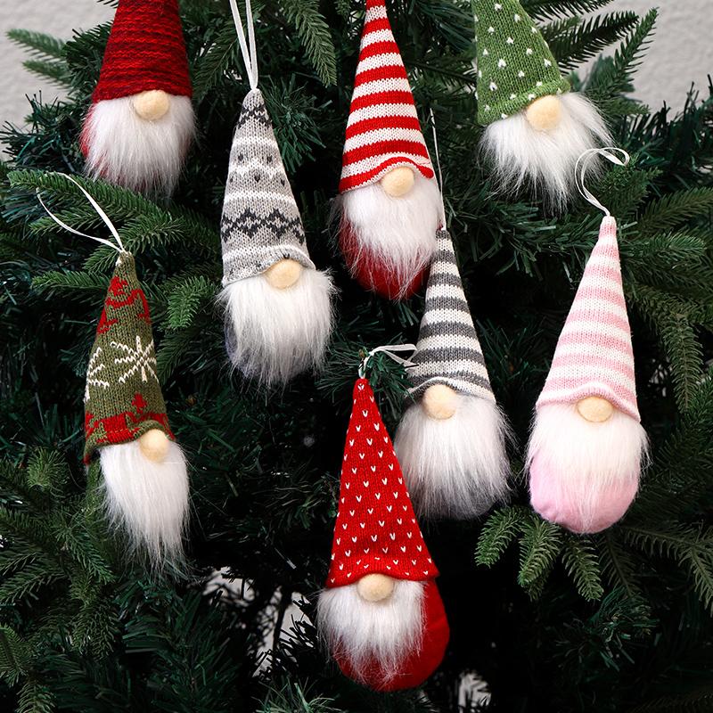 Рождественские украшения Вязаная подвеска Рождественская подвеска Безликая кукла гном старик подвеска Рождественская елка подвеска