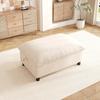 Sofa Stool with Storage, Chenille, Padded Footstool Bench with 8 cm Legs, Versatile Seat Cushion for Living Room, Bedroom, Beige, 98x65x48 cm