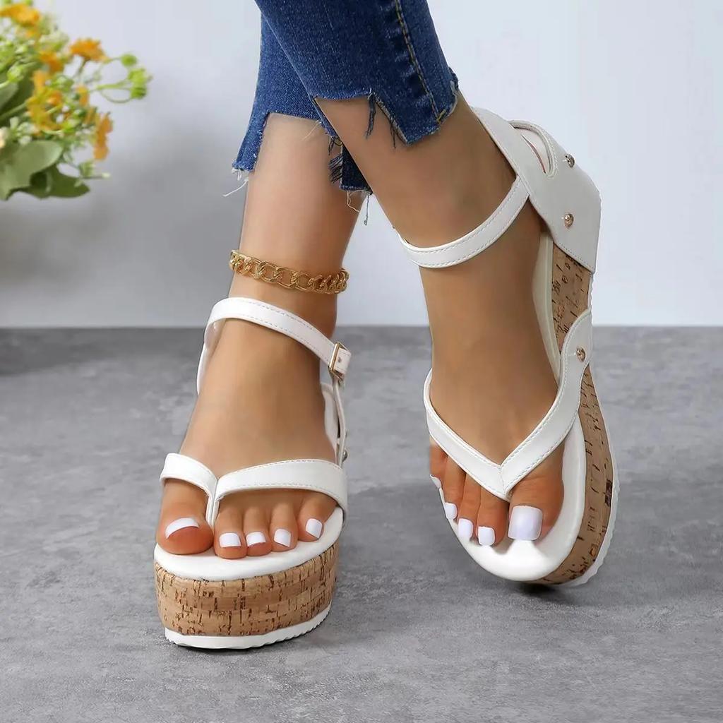 Fashion Women Sandals 2024 New Summer Strap Platform Heels Women Simple Comfortable Soft-soled Wedge Flip-Flops Shoes Women Sandals