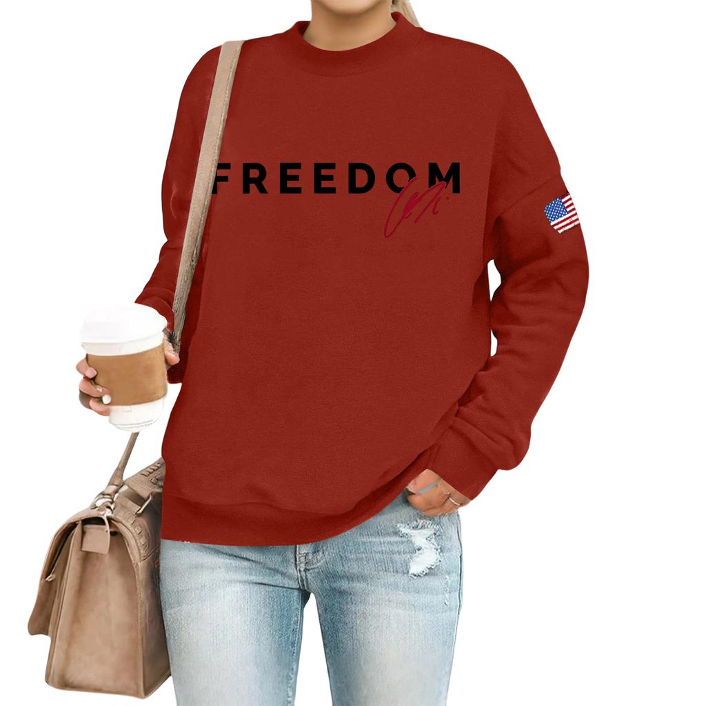 Women's Casual Fashion Round Neck Long Sleeve Printed Sweatshirt