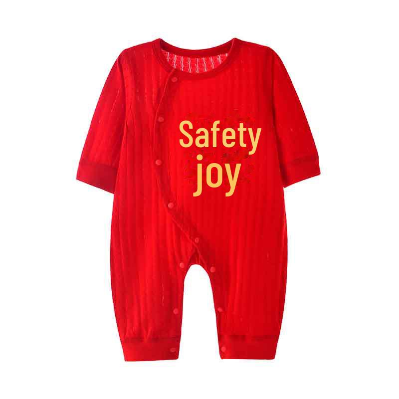 Красный комбинезон для 100-дневных детенышей: Тонкий всесезонный комбинезон для новорожденных