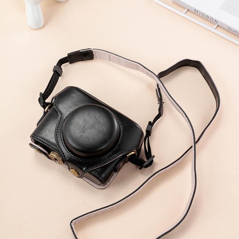Кожаный чехол для камеры Sony серии RX100 — совместим с RX100M6, RX100 M2, M3, M4, M5A, M5, WX700, HX90 — черный