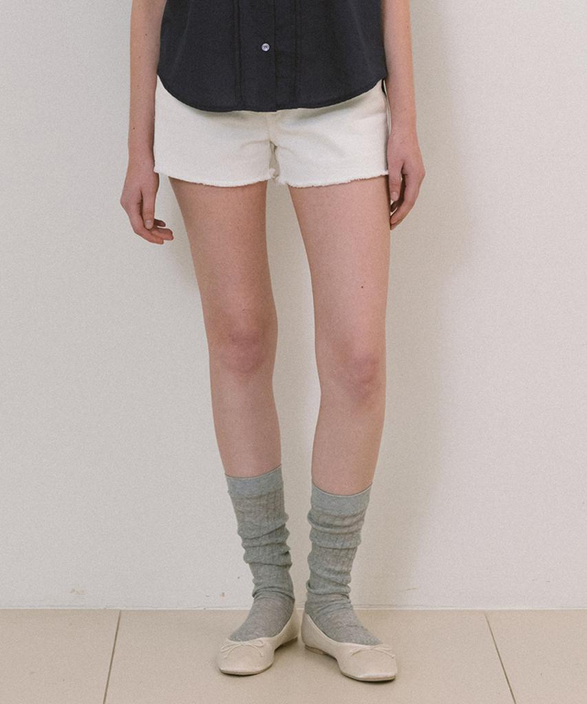 LAMINEZ Cut-Off Cotton Shorts - Ivory