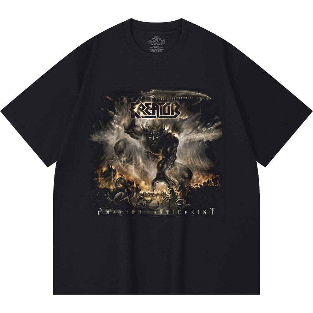Хлопковая футболка плотностью 230 г/м² 100% Хлопок Heavy Metal Футболка с принтом рок-группы Популярная музыка Унисекс Тяжелая хлопковая футболка
