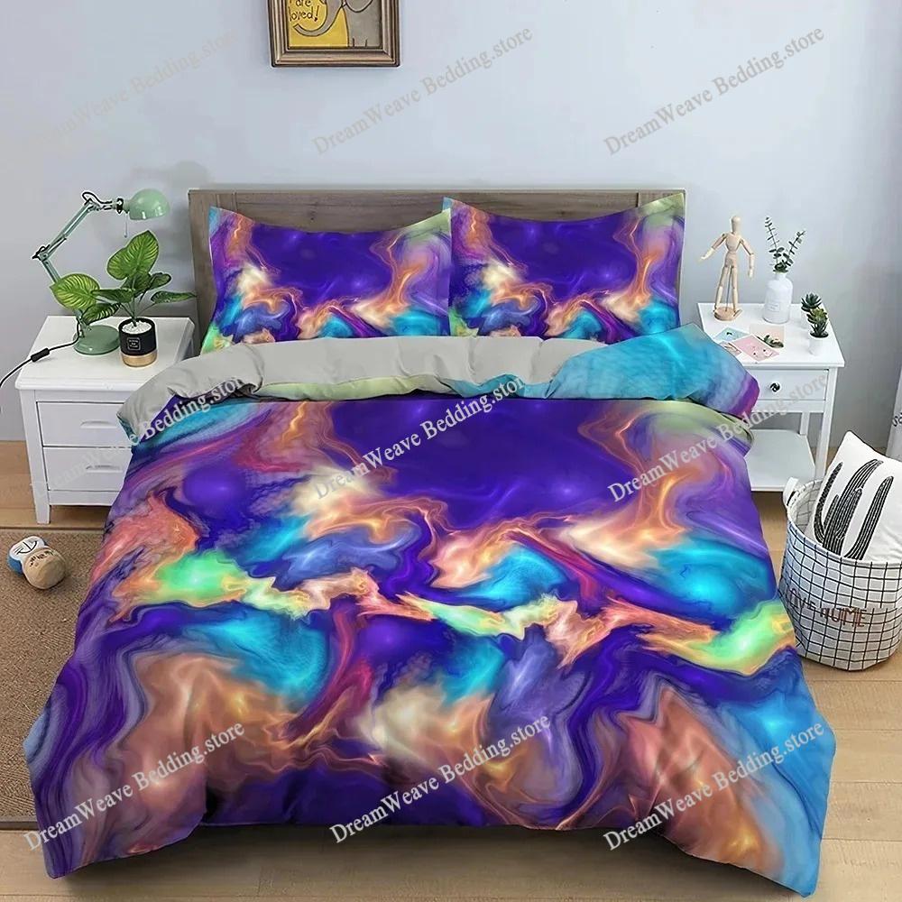 Abstract Duvet Cover Set King Microfiber Blue Psychedelic Bedding Set Queen Size Warped Space Theme Twin Comforter Cover963