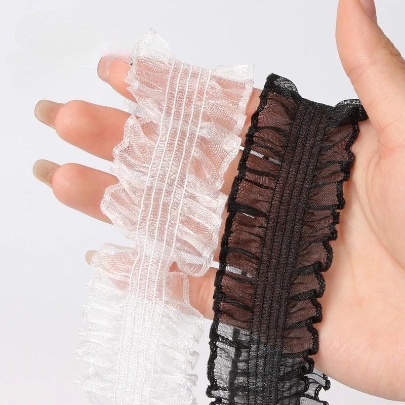 1 Pairs Elastic Lace Shoelaces with Ruffled Trim -Fairy Wind Shoelaces with Wooden Ear Edge