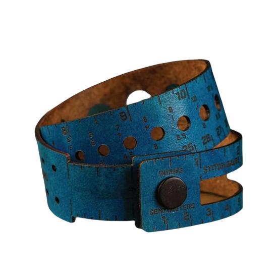 Кожаный измерительный инструмент 7-в-1 Многофункциональная 18-дюймовая линейка на запястье с калибром стежка, тестером пряжи, хранилищем маркеров стежка, портативная измерительная линейка, подарок