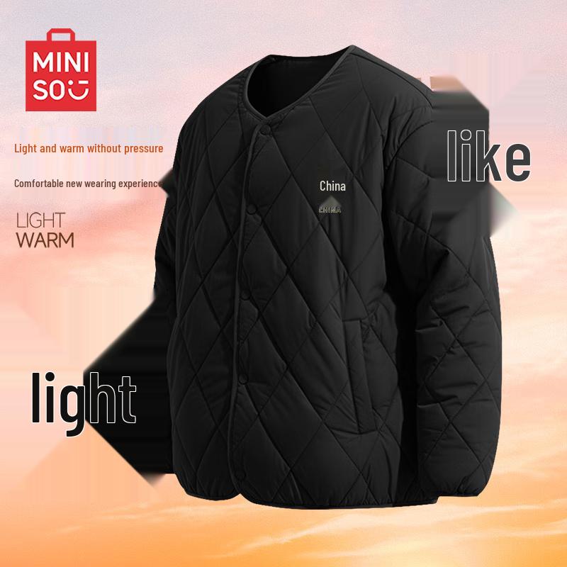 MINISO Мужская зимняя теплая куртка без воротника с подкладкой