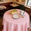 Скатерть в деревенском стиле Клетчатый узор Скатерть с оборками Круглая форма Мягкая хлопково-льняная ткань Скатерть для стола