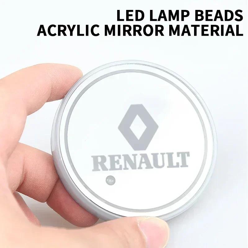 2026 Hot For Renault Hub Caps 1/2pcs Car Coasters with 7 Colors Changing Light For Renault DACIA Scenic Loguna Twingo Symbol Flu