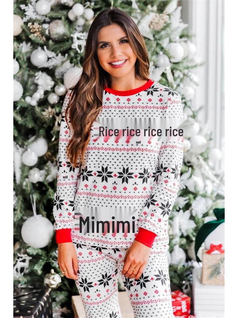 2025 Европейский и американский рождественский пижамный комплект для родителей и детей - Осенняя семейная домашняя одежда