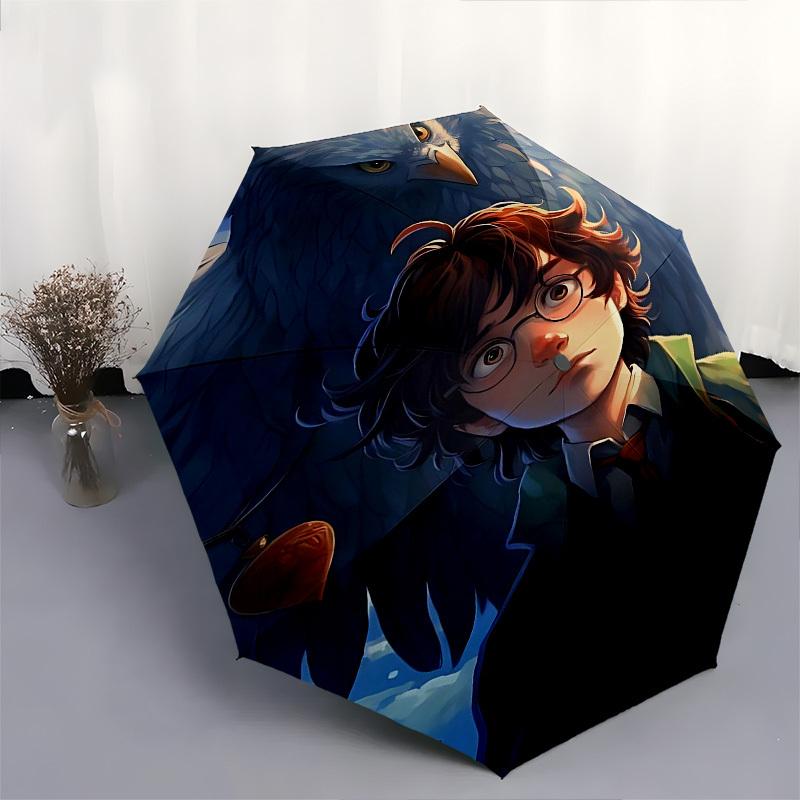 1pc Harry Potter, Hedwig Automatic Folding Umbrella - Compact 8-Rib Design, Durable Plastic & Iron1090L
