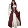 European and American Vintage Medieval Renaissance Square Neck Lace-Up Corset Halloween Costume Dress