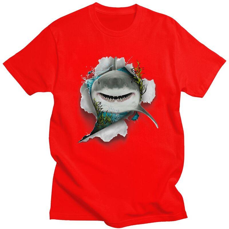 Shark Great White Shark TShirt Pure Cotton Tee Tops Streetwear O Neck Animal Lover Tshirts Casual Short Sleeve Clothing