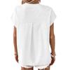 Summer Short Sleeve Loose Women Blouse New V-neck Button Retro Cotton Shirts Office Casual Simple Tops Shir… More