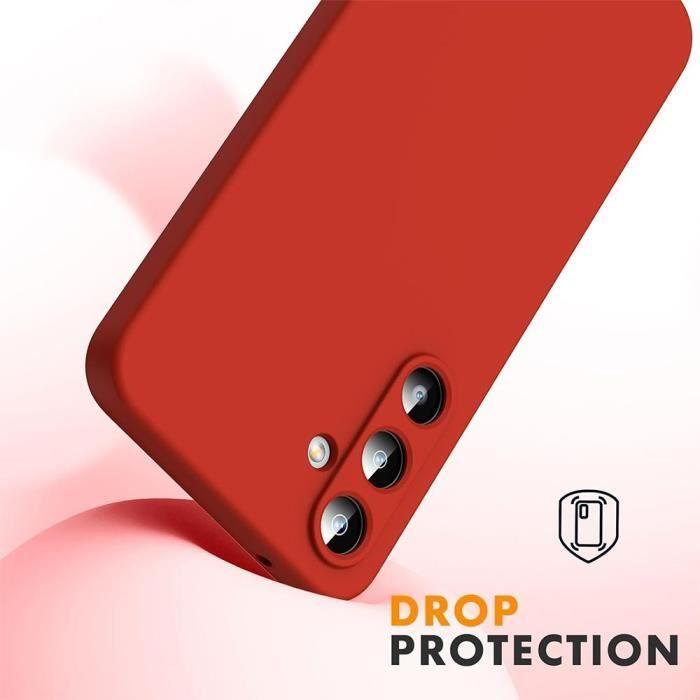 Coque - BOOLING - pour Samsung Galaxy A25 5G - Silicone TPU - Antichoc - Ultra fine - Rouge- avec 2 Verres Trempés